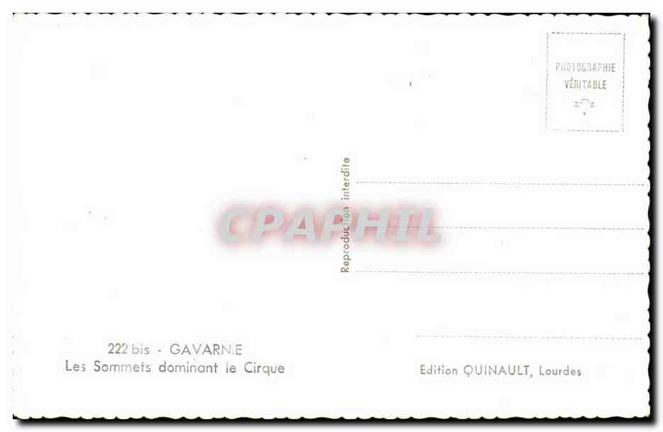 Gavarnie - Les Sommets dominant le Cirque CPA  — Verso