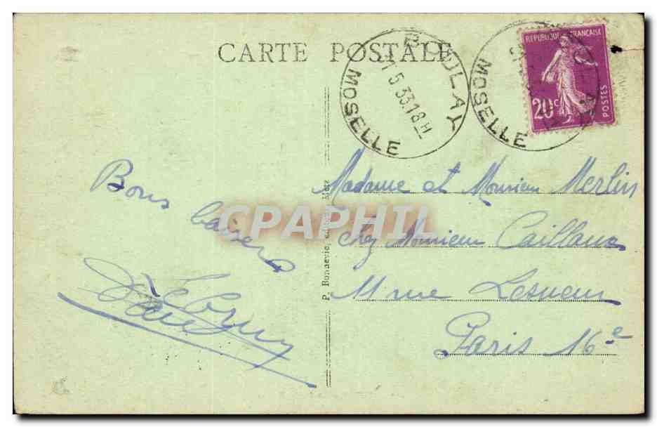 Metz - La Poste Centrale — n°136 — éditeur : Bonnerie — Verso