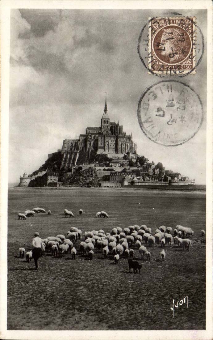 Mont Saint-Michel — vue avec troupeau et berger — Yvon, n°8