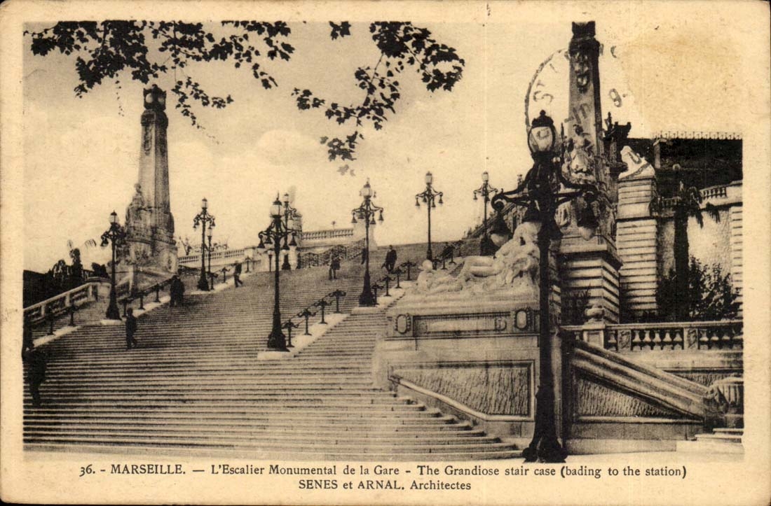 Marseille -L'Escalier Monumental de la Gare - CPA 