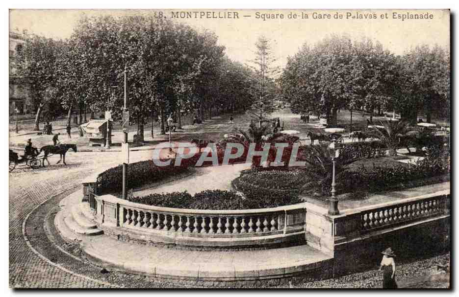Montpellier - Square de la Gare de Palavas et Esplande - CPA 