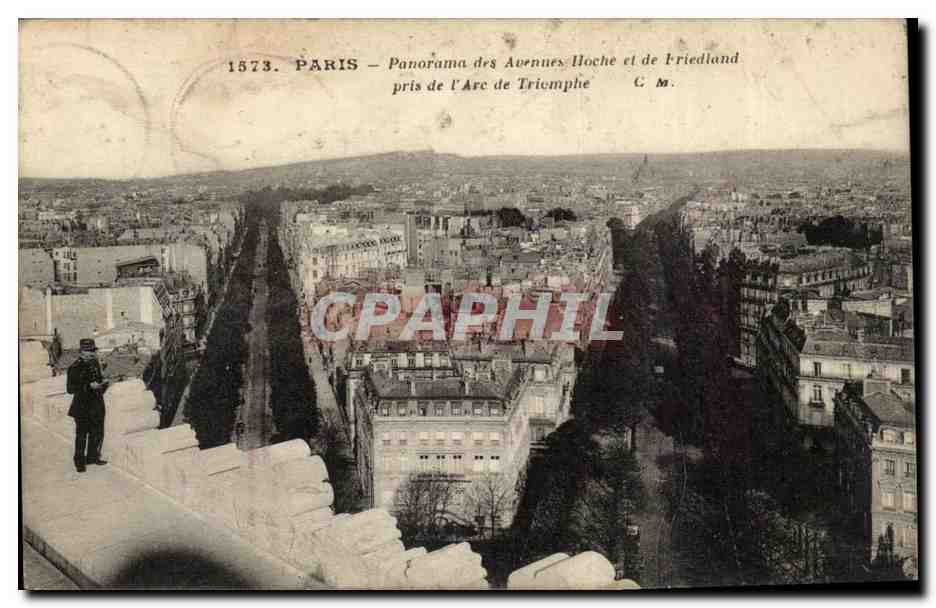Paris 8 - Panorama des Avenues Hoche et de Friedland pris de l'Arc de Triomphe - CPA 