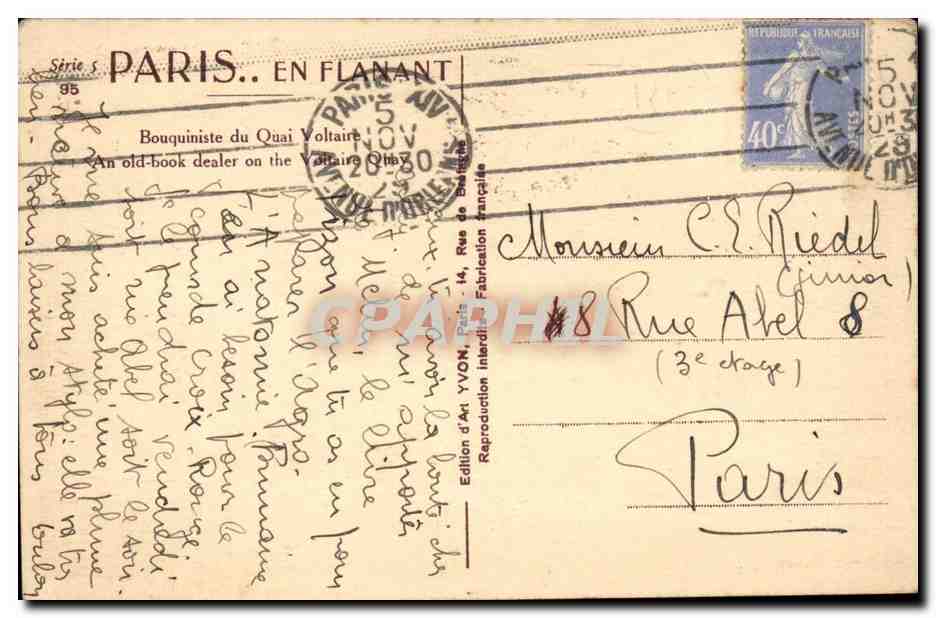 Paris - 7 - Paris rn Flanant Bouquiniste de Quai Voltaire - CPA  — Rückseite