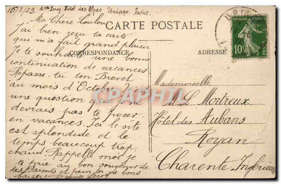 Le Dauphine - Uriage les Bains - L'Etablissement Thermal - CPA  — Back