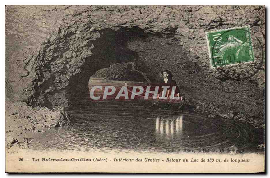 La Balme-les-Grottes (Isère) — Intérieur des Grottes - Retour du Lac de 180 m. de longueur — Édit. F. Roux, La Balme