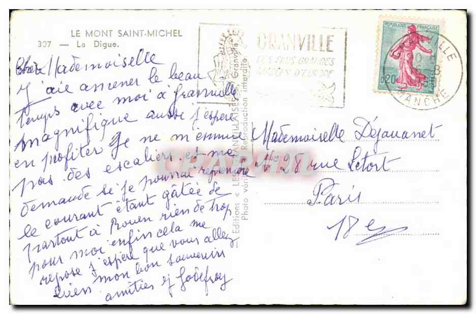 Le Mont saint Michel - La Digue - CPA  — Verso