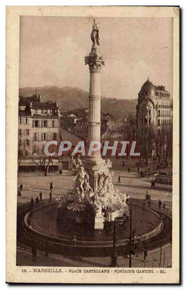 Marseiile - Place Castellane Fontaine cantini - CPA 