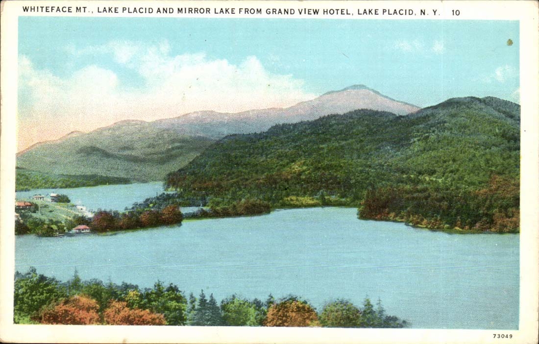 Etats Unis CPA Whiteface Mt Lake placid and mirror lake from vie Hotel Lake Placid