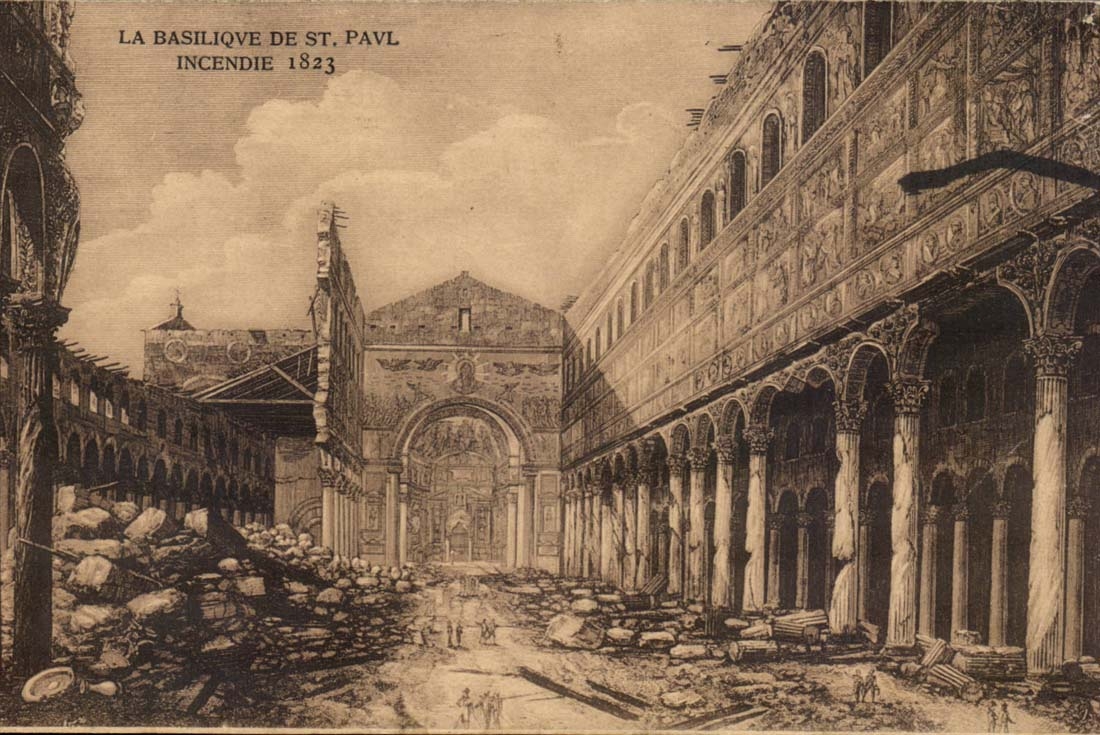 Italie Italia CPA Roma La basilique de St Paul Incendie 1823 Aigle Eagle