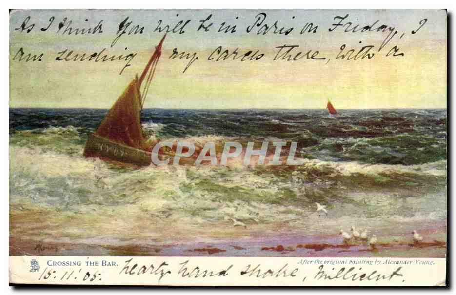 Crossing The Bar — After the original painting by Alexander Young — Tuck's Post Card
