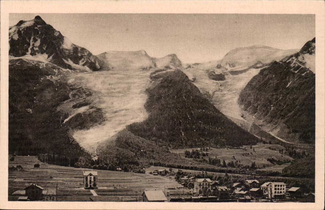 chamonix CPA Mont Blanc Village et glaciers des Bossons et de Taconnaz
