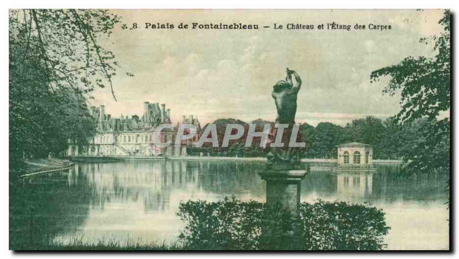 Palazzo di Fontainebleau — Il Castello e il Lago delle Carpe — Imp. Lmenard