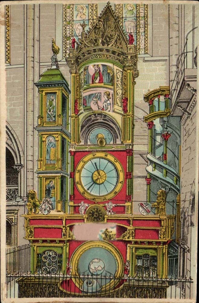 CARTE A SYSTEME CPA Strasbourh Horloge astronomique RaRe
