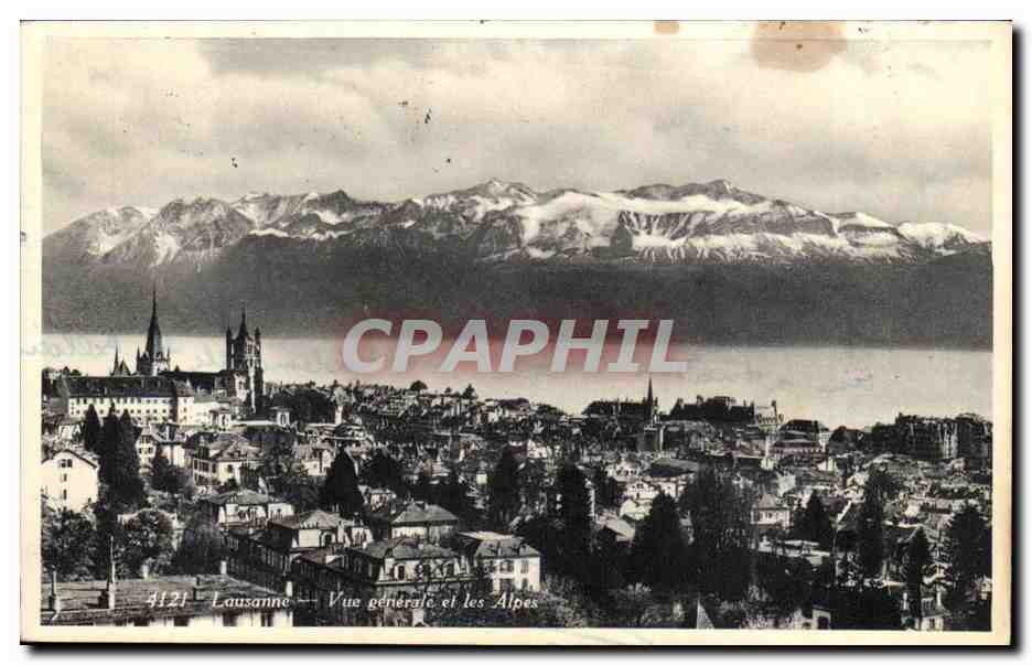 Lausanne — Vue générale et les Alpes — Édition Jaeger