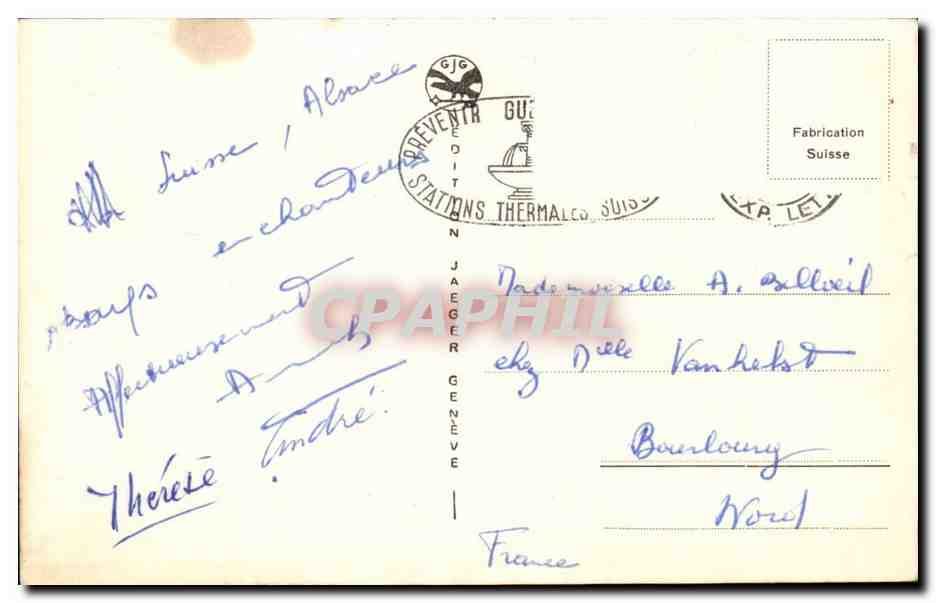 Lausanne — Vue générale et les Alpes — Édition Jaeger — Rückseite