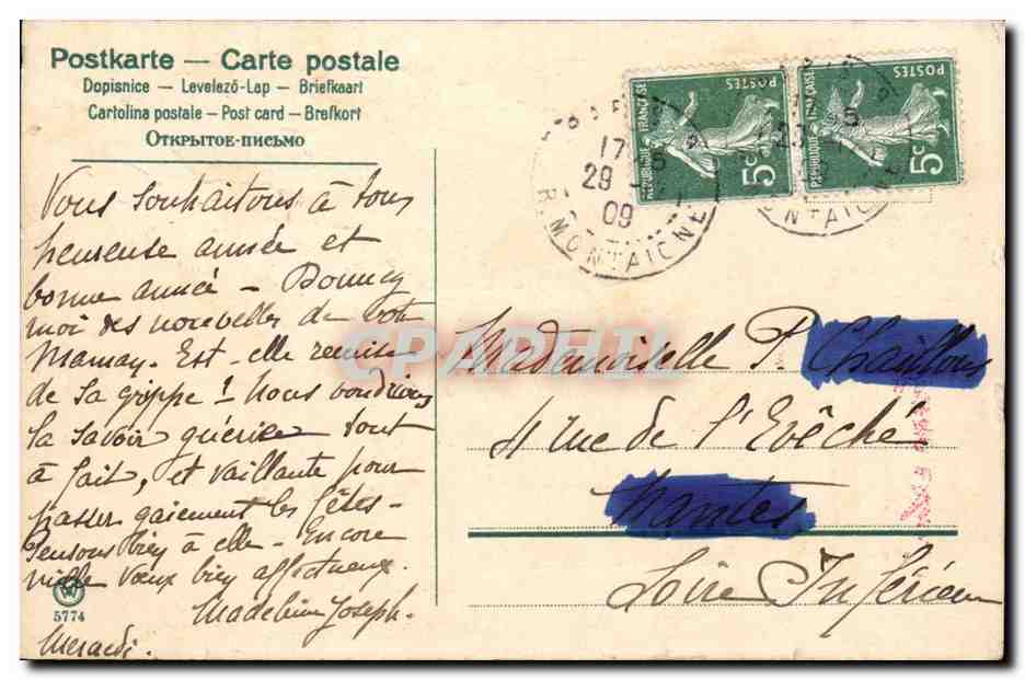 CPA Fantaisie Bonne annee — Verso