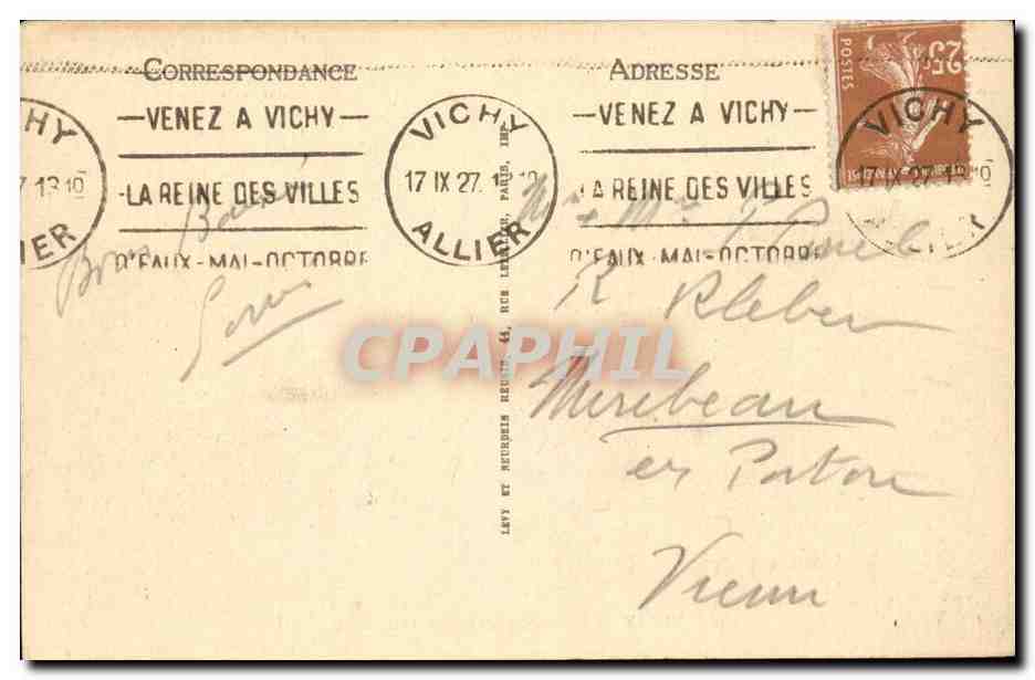 Vichy CPA L'etablissement thermal — Verso