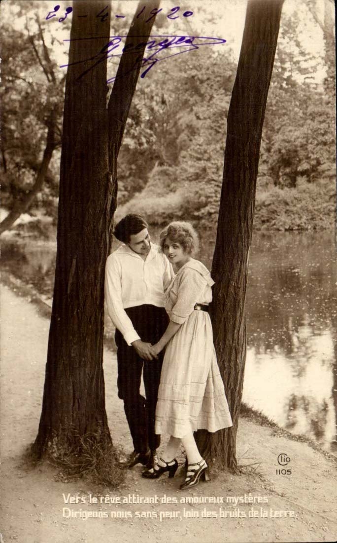 CPA Fantaisie Vers le reve des amoureux mysteres 