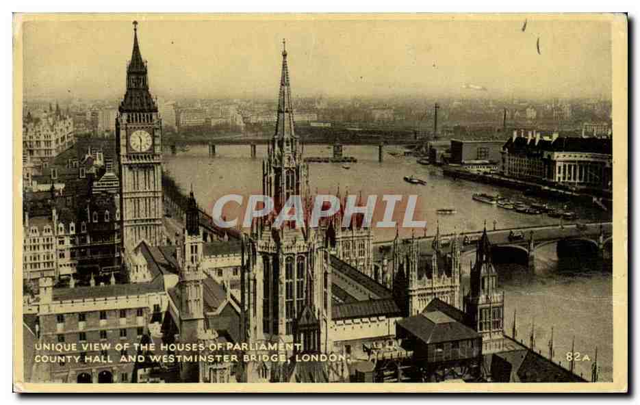 Grande Bretagne Londres London CPA Unique view of the houses of Parliament County hall
