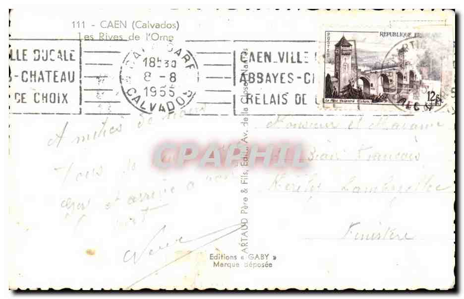 Caen CPA Les rives de l'Orne — Verso