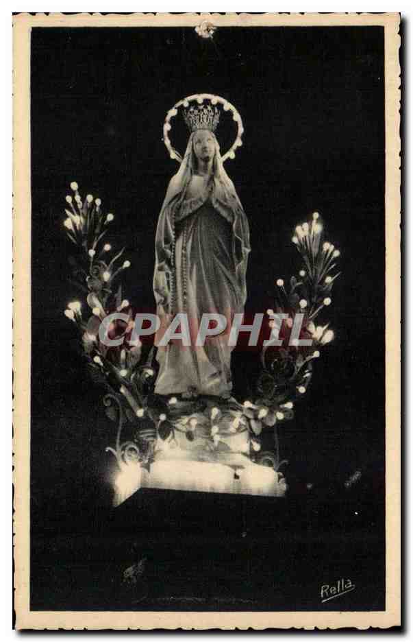 Lourdes CPA La vierge couronnee illuminee