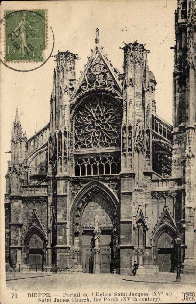 Dieppe CPA portail de l'eglise Saint Jacques 