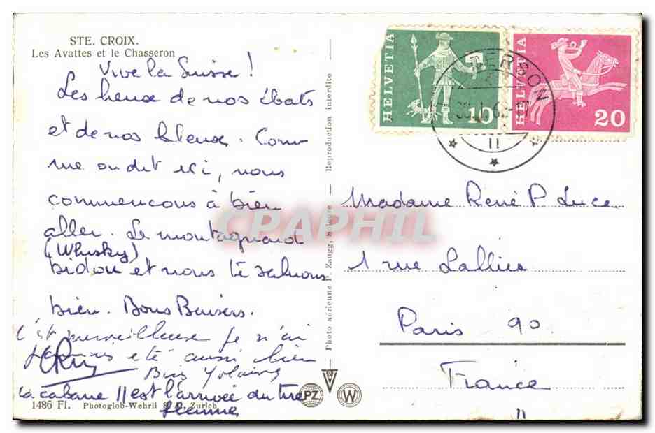 Suisse Ste cRoix CPA Les avattes et le hasseron — Rückseite