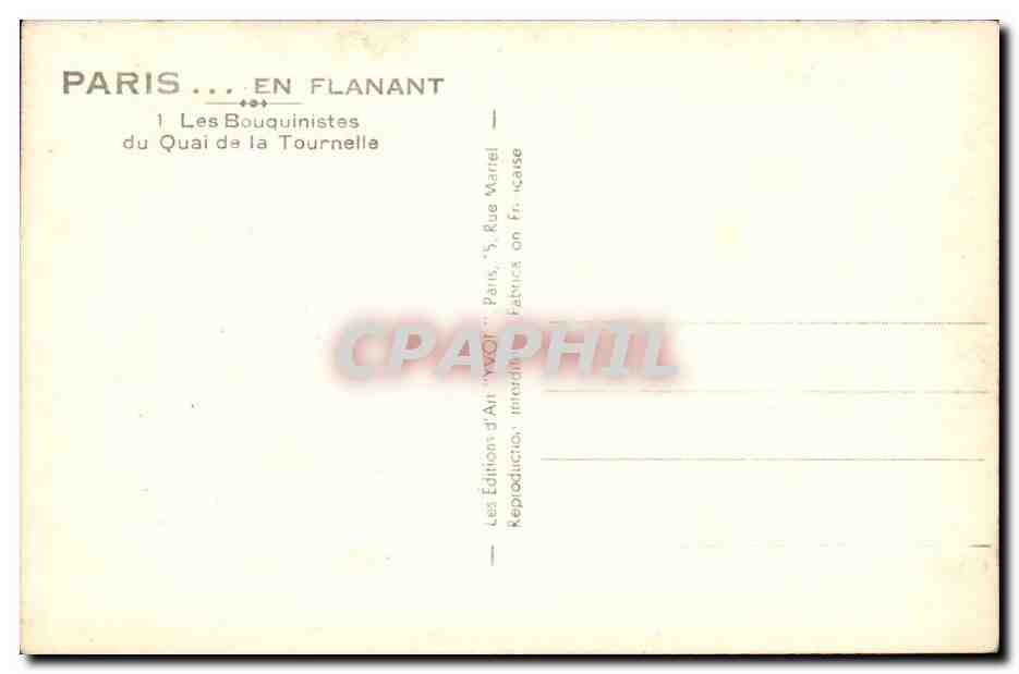 Paris CPA Les bouquinistes du Quai de la Tournelle (petits metiers) — Rückseite