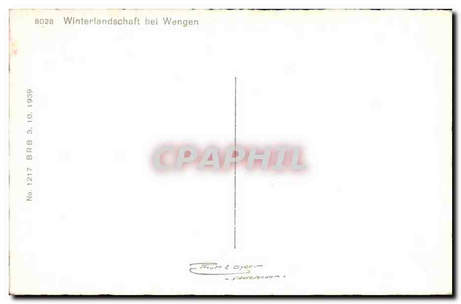 Suisse CPA Winterlandschaft bei Wengen — Rückseite
