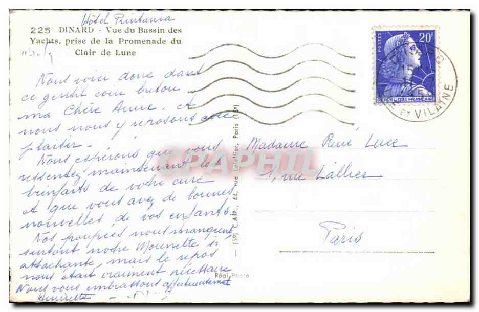 Dinard - Vue du Bassin des Yachts, prise de la Promenade du Clair de Lune — éditeur C. A. P. (Paris) — Reverso