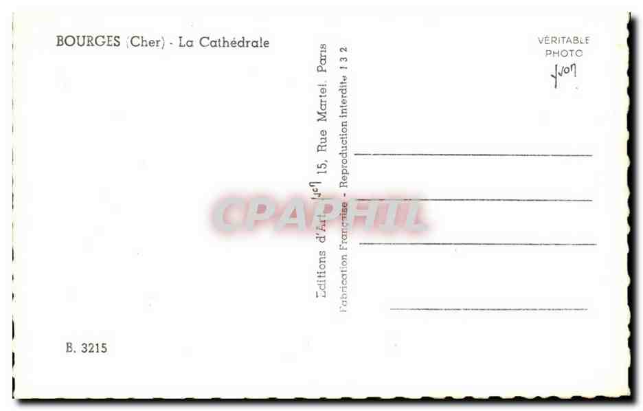 Bourges CPA La cathedrale — Rückseite