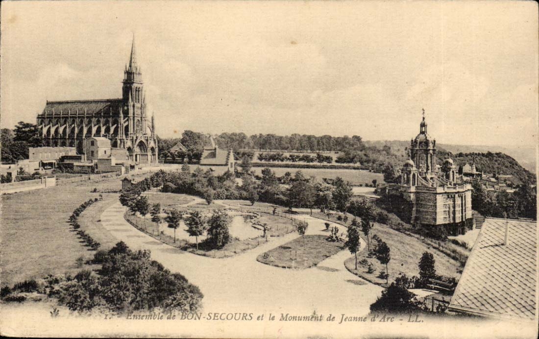 Bon Secours CPA Ensemble de Bon secours et le monument de Jeanne d'arc