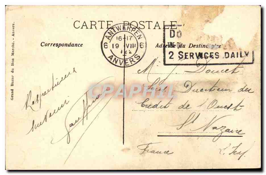 belgique Anvers CPA le canal au sucre — Rückseite