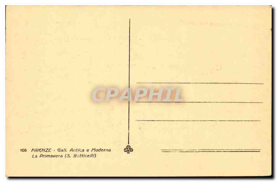 Italie Italie Firenze CPA Gall antica e Moderna La Primavera (S Botticelli) — Verso