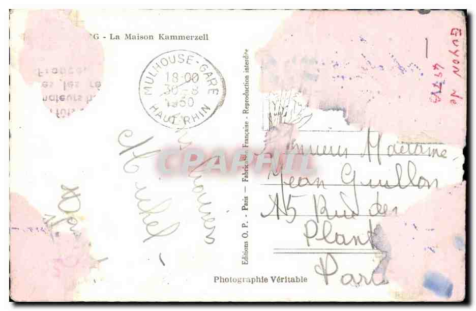 La Maison Kammerzell — Mulhouse — Éditions O.P. - Paris — Verso
