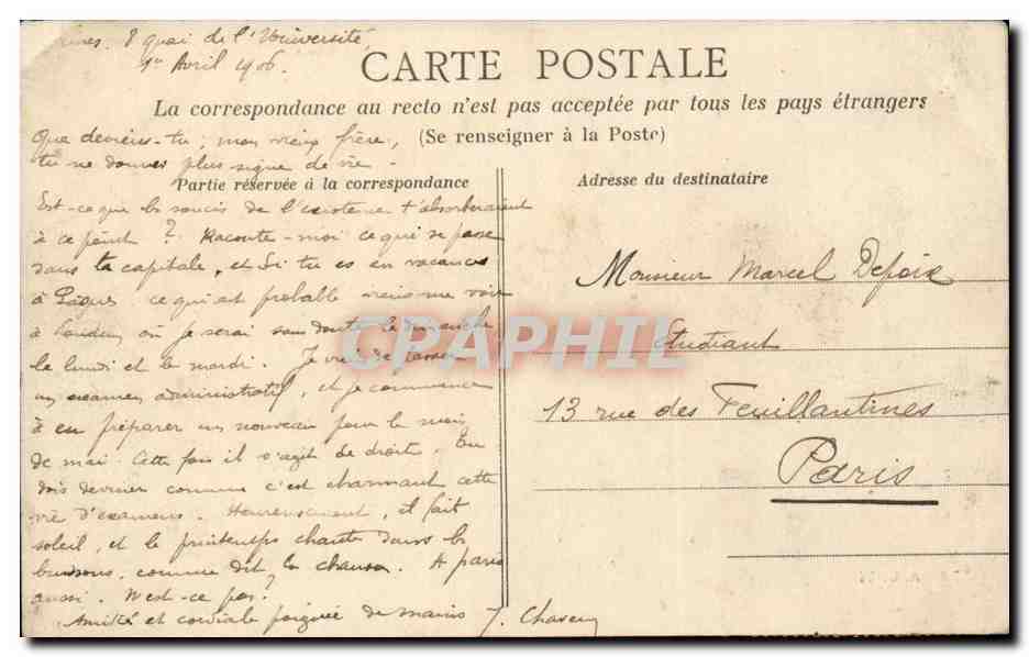 Rennes CPA Un coin du Thabor nouveau ajrdin — Rückseite