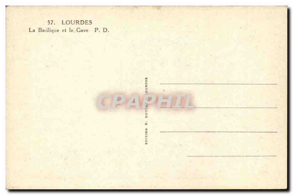 Lourdes CPA La basilique et le Gave — Verso