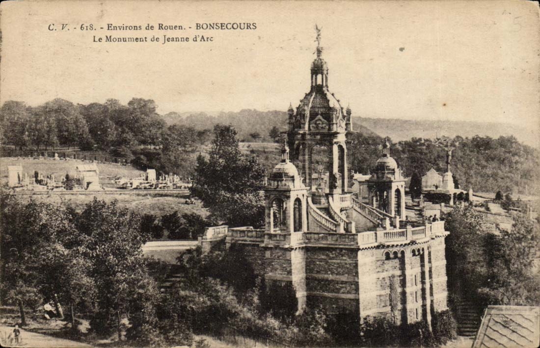 Environs de Bonsecours CPA Le monument de Jeanne d'arc Environs de Rouen