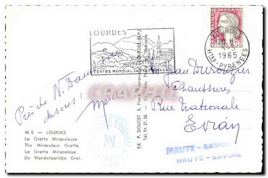 Lourdes CPM La grotte miraculeuse — Verso