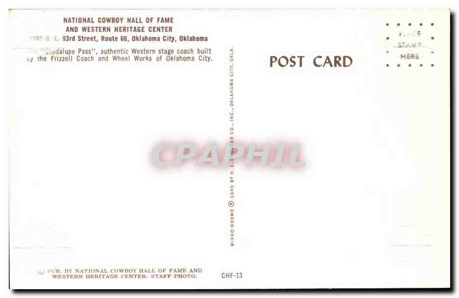 Etats Unis CPM National cowboy Hall of fame and Western heritage (indiens) — Rückseite