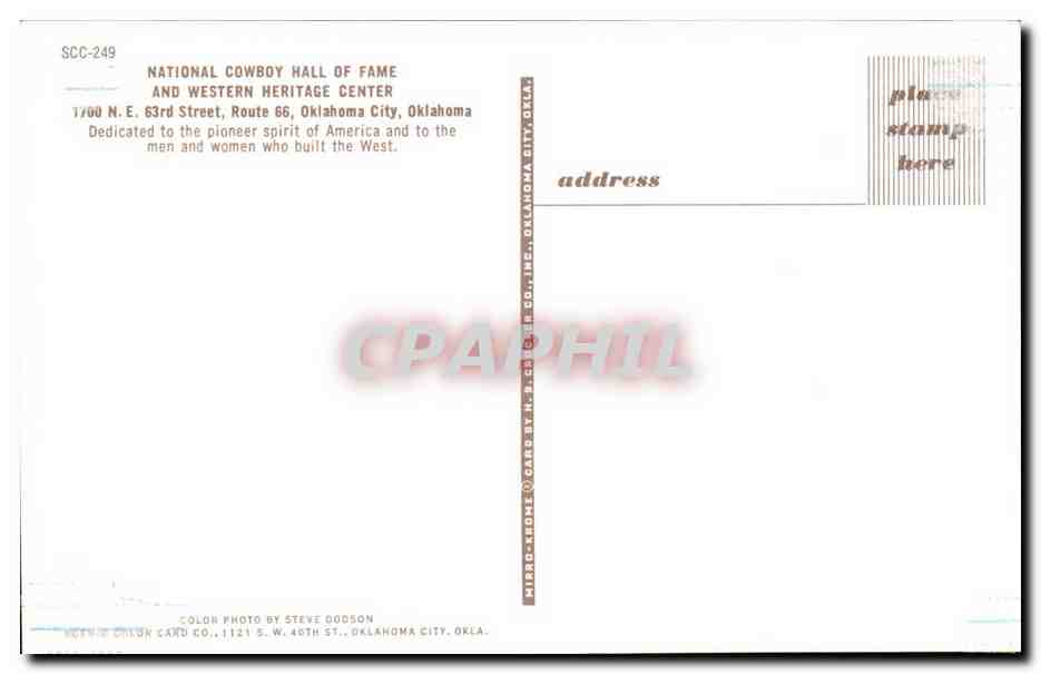 Etats Unis CPM National cowboy hall of fame Oklahoma — Back