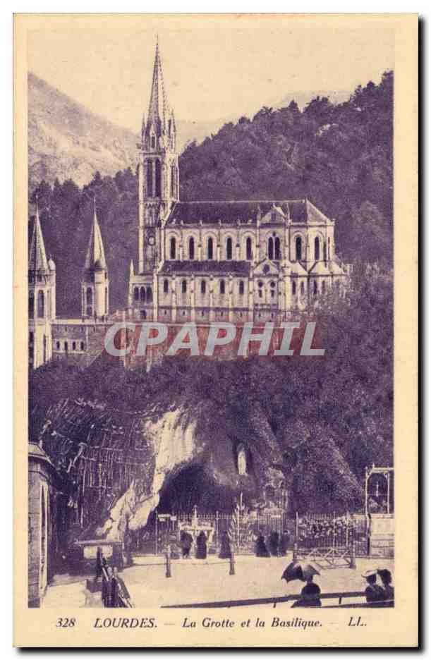 Lourdes CPA La grotte et la basilique