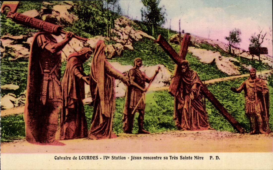 Calvaire de Lourdes CPA 4eme station Jesus rencontre sa Tres Sainte mere