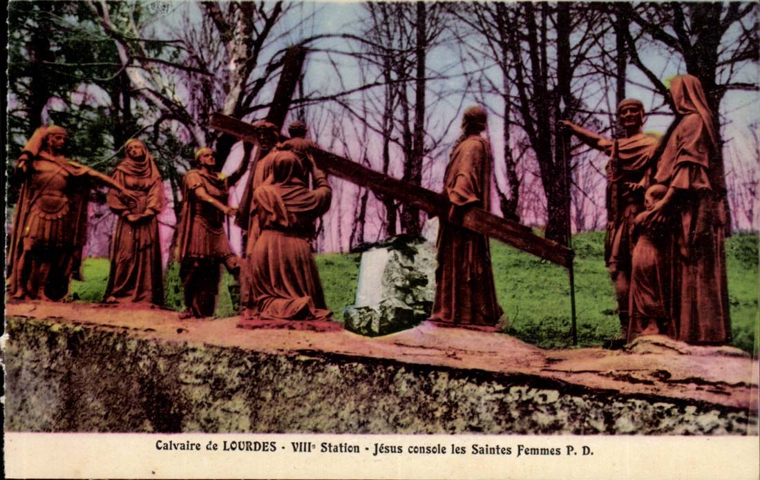 Calvaire de Lourdes CPA 8eme station Jesus console les saintes femmes