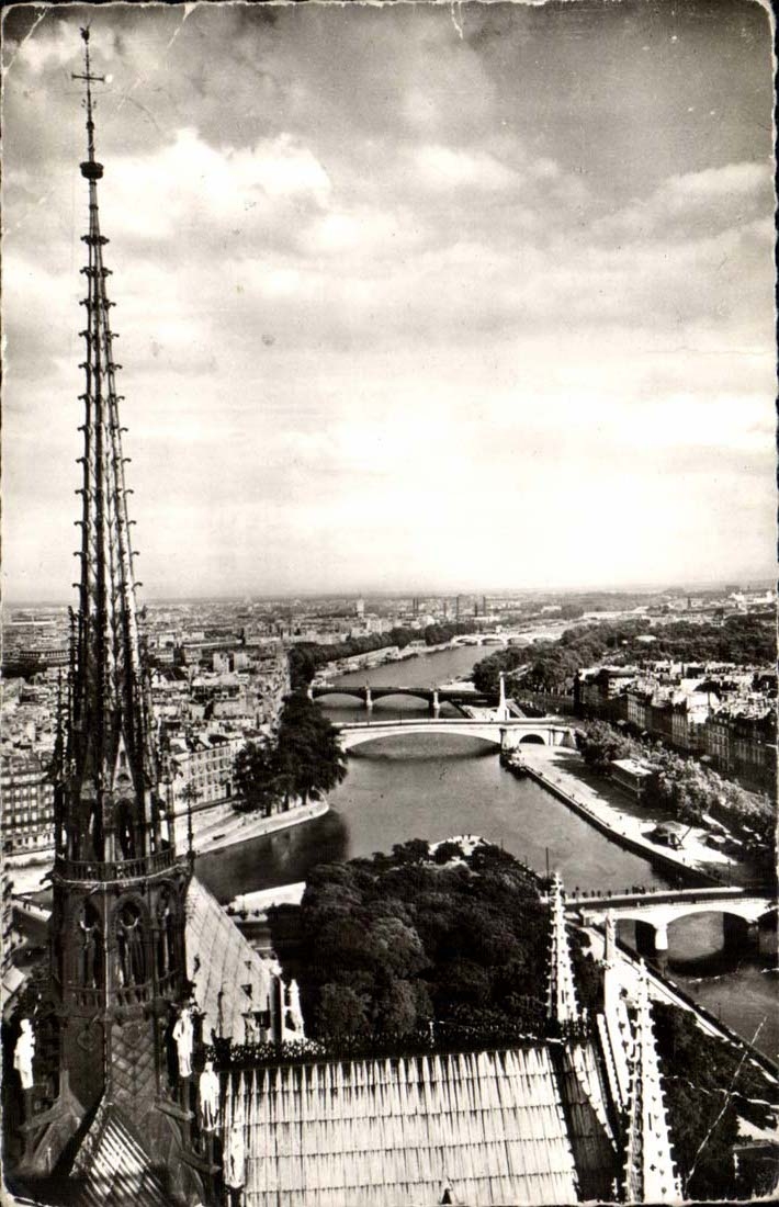 Paris CPM Vue panoramique prise de Notre Dame (correspondance Scouts)