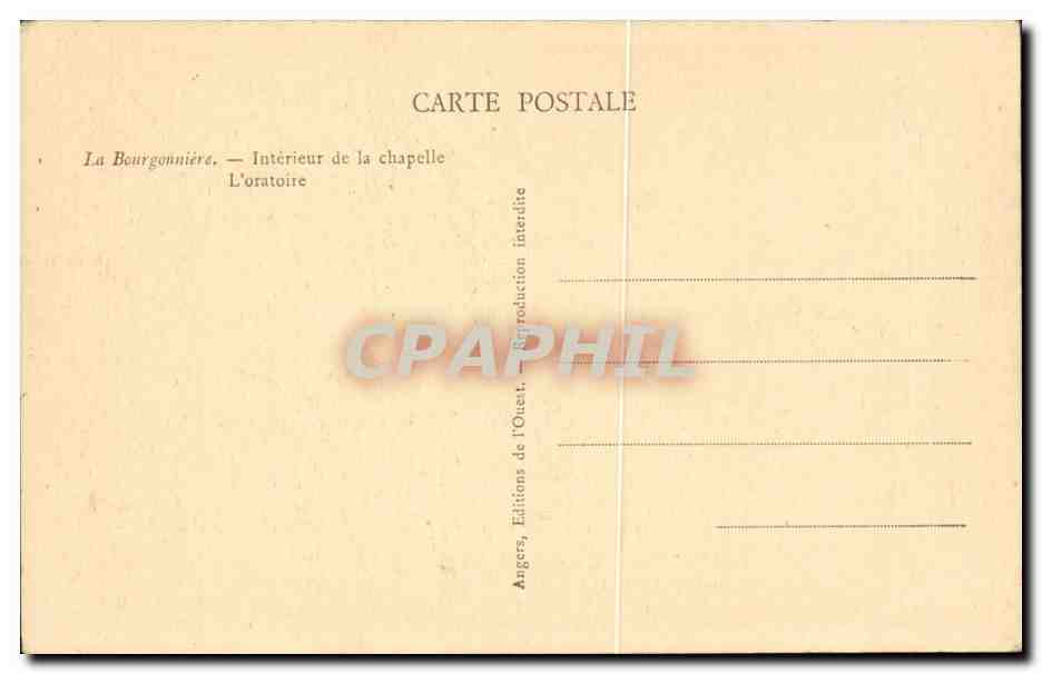 La Bourgonniere CPA Interieur de la chapelle L'oratoire — Rückseite
