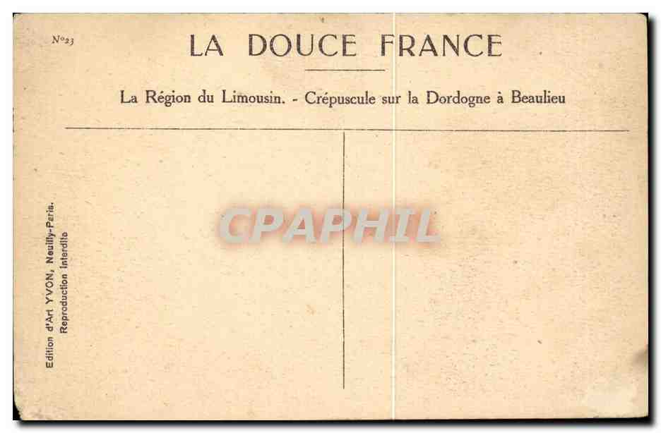 Limousin CPA Crepuscule sur la Dordogne a Beaulieu — Rückseite