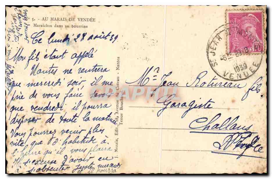 Au marais de Vendee CPA Maraichin dans sa bourrine (folklore) DAmoz — Rückseite