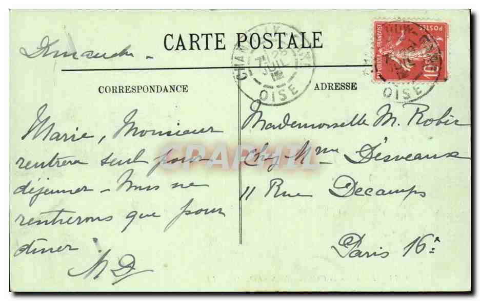 chantilly CPA Le chateau (cote Nord Ouest) — Verso