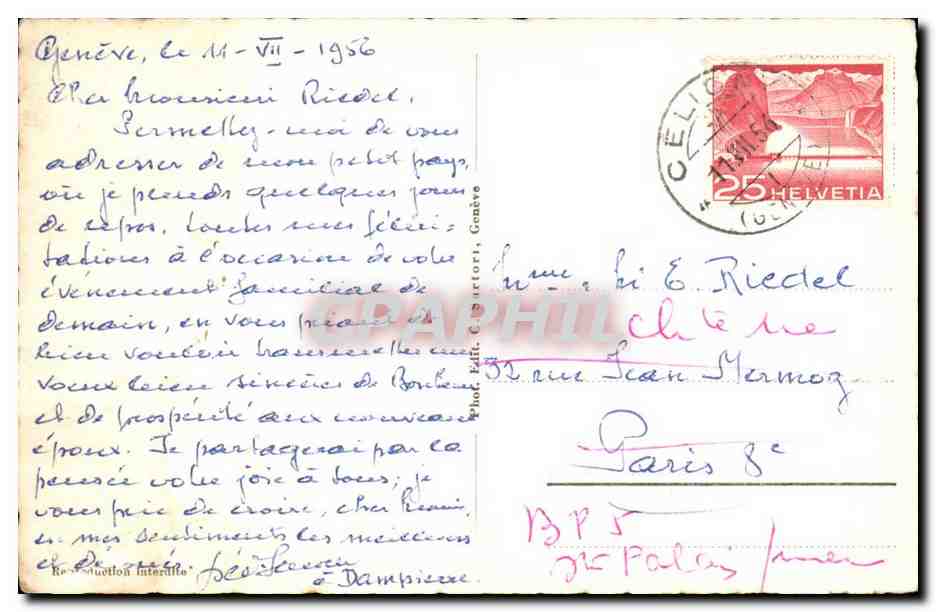 suisse CPA Geneve (bateaux) — Verso